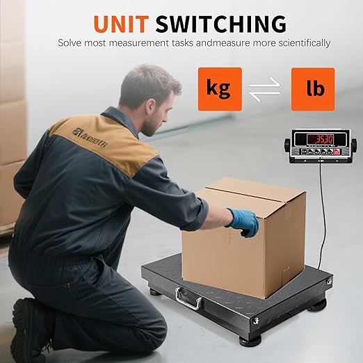 MEIYA Heavy Duty Shipping Scale, 441 lb Industrial Platform Scale for Packages, 0.1 lb Accuracy Postal Scale for Small Business & Warehouse with LB/KG, Counting, Tare & LCD, Lithium Battery & Adapter
