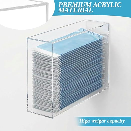 Novabright Clear Acrylic Sterilization Pouches Dispenser Rack Multi-Sized 5 Stations Wall Mount Holder for Face Mask Gloves Tissue Plastic Bag Hair Net Shoe Covers for Kitchen Medical Restaurant