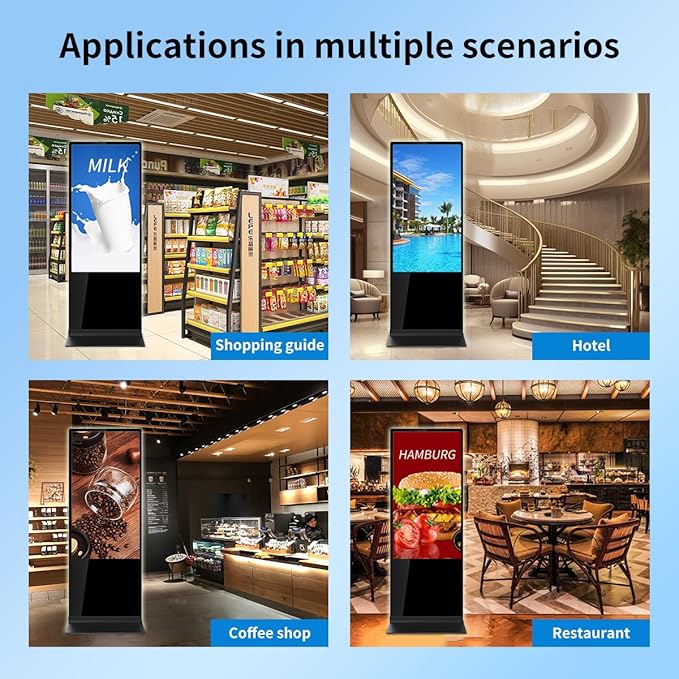 55 Inch Touchscreen Kiosk,Indoor Digital Signage Display,Floor Standing Advertising Kiosk Android System with WiFi HDMI/USB Input Auto AD Player (Touch Screen, 55 Inches)
