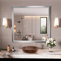 Amorho Bathroom Mirror, 40x38 Inch Silver Thick Metal Framed Wall Mirrors for Over Sink, Brushed Nickel Mirror Perfect for Bedroom, Living Room, Entryway, Rectangle (Horizontal/Vertical).