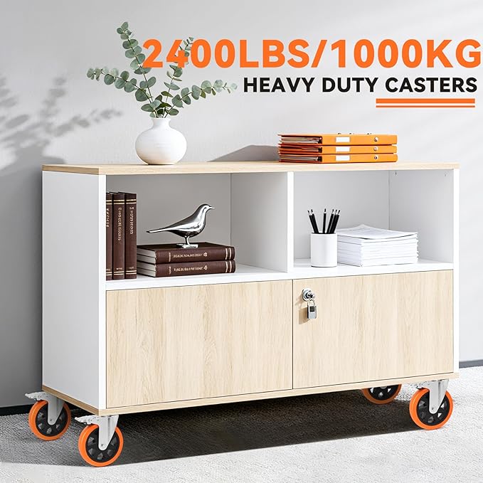 W B D WEIBIDA 6 inch Caster Wheels with Dual Locking, Casters Set of 4 Heavy Duty of 2400lbs, Premium Polyurethane No Noise Wheels for Cart, Workbench and Furniture