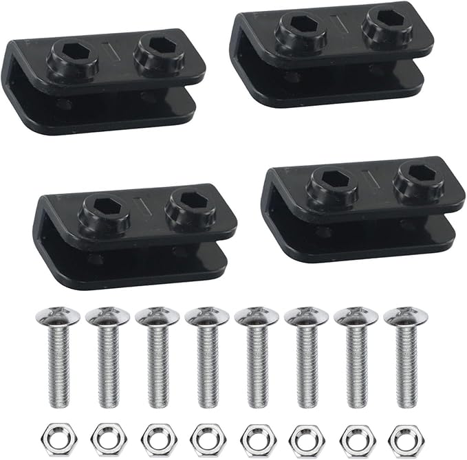 (4 Sets) 2-Way Pop-up Event Shelters Gazebo Replacement Connector,with 8 Stainless Steel Screws,Canopy Tent Replacement Parts Black Rectangular Bracket Truss Connector Canopy Replacement Parts
