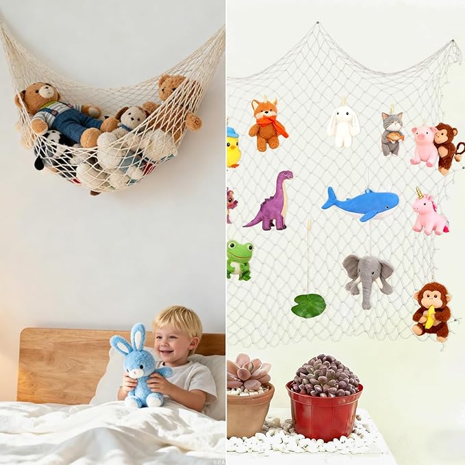 Patioland Decorative Fishing Net 2 Pack, 80x40 Inch Large Beige Fish Net Decor for Wall, Photo Display, Nautical Mermaid Pirate Ocean Themed Beach Hawaii Under the Sea Party Decorations