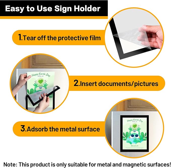 20-Pack Magnetic Sign Holders 8.5 x 11 - Magnetic Frames for Fridge & Metal Surfaces - File/Document/Paper Holders, Picture & Poster Display Frames for Home, Office, Store