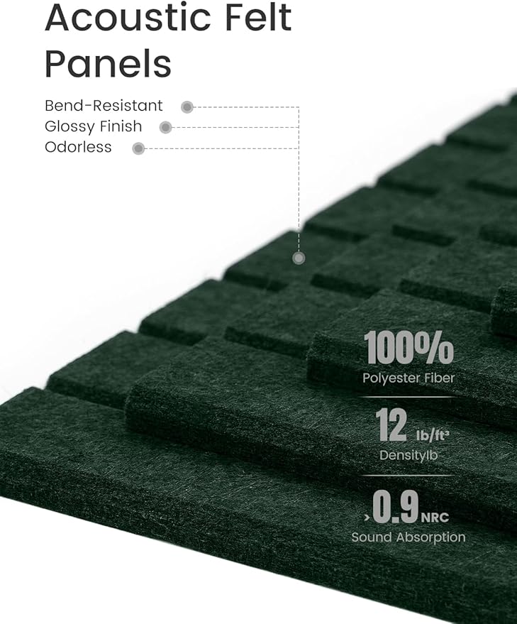Large Felt Bulletin Board 48" x 36" Cork Board Alternative-12 Pack with 70 Safe Removable Adhesive Tabs, Cork Boards for Walls Cork Board for Home Office Classroom Pin Board- Pine Green