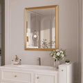 Amorho Bathroom Mirror, 28x36 Inch Golden Thick Metal Framed Wall Mirrors for Over Sink, Wall-Mounted Mirrors Perfect for Bedroom, Living Room, Entryway, Rectangle (Horizontal/Vertical).