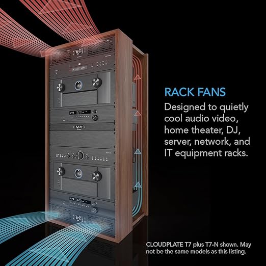 AC Infinity CLOUDPLATE T1-N, Rack Mount Fan Panel 1U, Intake Airflow, for Cooling AV, Home Theater, Network 19” Racks