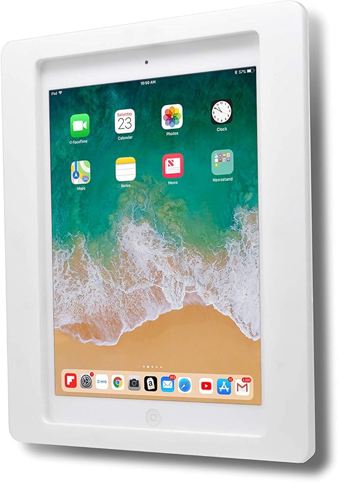 TABcare Anti-Theft Acrylic VESA Enclosure for Apple iPad 7/8/9 10.2" with Free Wall Mount Kit & 90-Degree Angle Charge Cable (iPad 7/8/9 10.2", White)