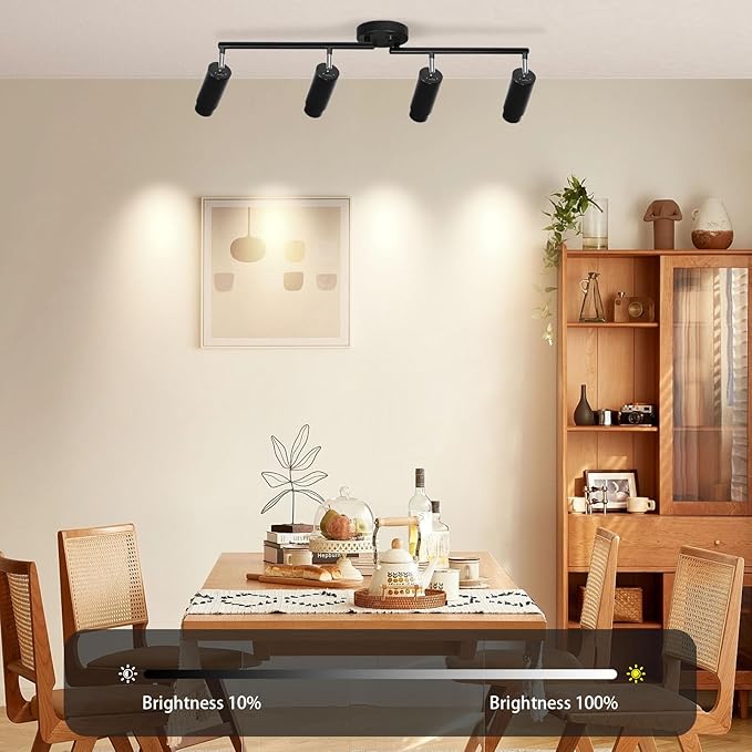 5Color LED Track Lighting Kit 4 Lights Dimmable 48W Track Light,Zoomable15°/24°/36°/45°/60°-2700K/3000K/3500K4000K/5000K,Track Lighting for Accent Task Kitchen,Lumen 4800 (Black)