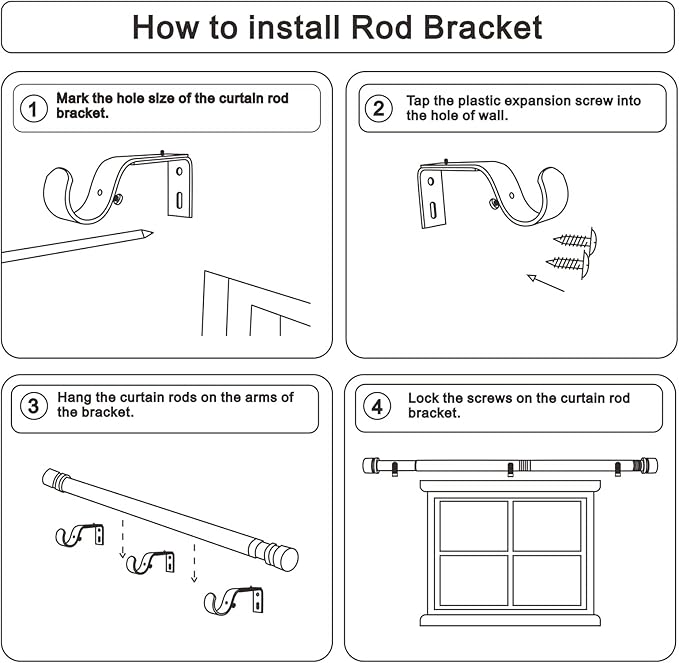 Curtain Rods for Windows 16 to 120 Inches Adjustable Length 1 Inch Diameter Window Curtain Rod with Aluminium End Cap, Brushed Nickel