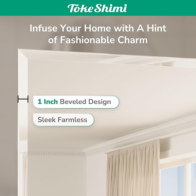 TokeShimi 42x36 Beveled Frameless Bathroom Mirror Decorative, Bathroom Vanity Mirrored with 1" Beveled Edge, Shatterproof Modern Frameless Mirror Rectangle for Living Room, Entryway, Restroom
