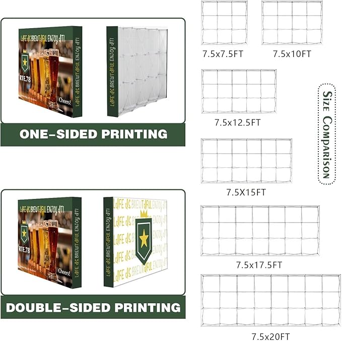 Fabric Pop Up Display Customized 7.5x17.5 FT Straight Trade Show Exhibit Booth Trade Show Backdrop Display Pop-Up Tension Fabric Displays