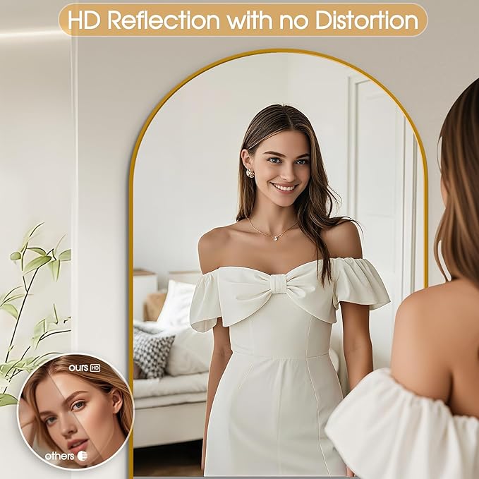 81"x41"Floor Mirror Full Length,Arched Full Length Mirror with Stand,Full Body Mirror,Hanging or Large Leaning for Bedroom Living Room Gold