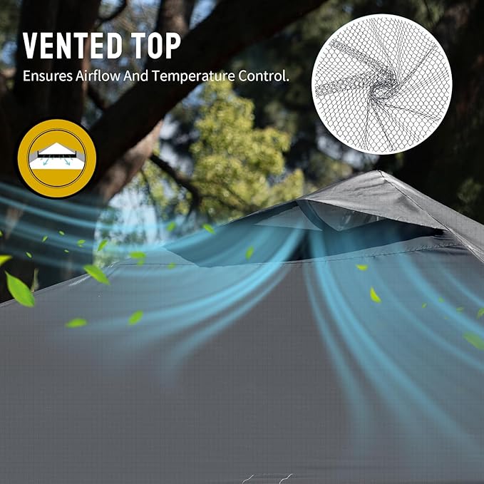 CROWN SHADES 10x10 Pop Up Canopy - Beach Tent with One Push Setup - Easy Outdoor Sun Shade Shelter for Events, Parties - Gazebo with STO-N-Go Cover Bag, Silver Coated Top, Grid Grey