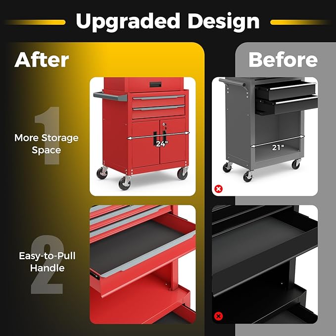 Goplus Tool Chest, 6 Drawers 3-in-1 Extra Large Tool Storage Cabinet with 4” Universal Lockable Wheels, Auto Lock, Protective Liner, Heavy Duty Rolling Tool Box for Garage, Workshop