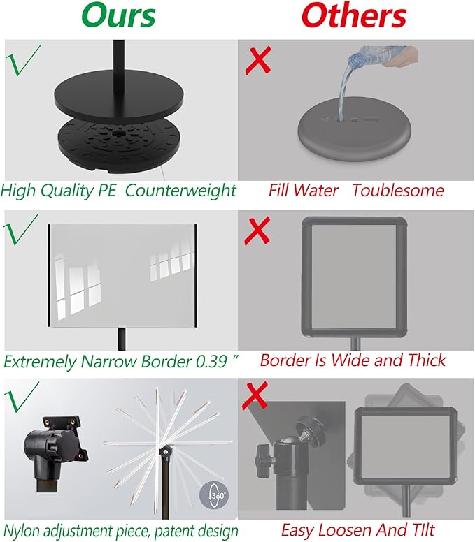 Adjustable Pedestal Floor Standing Sign Holder Stand,Outdoor Indoor Standing Display Poster Holder Stand For Businesses,Advertising,Menu,Guide signs A3(11.7x16.5in)-Black