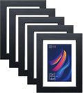 VCK 5x7 Picture Frame Black Set of 5, Textured Exclusive Wooden Photo Frames with HD Glass | Matted to 4x6 or 5x7 without Mat