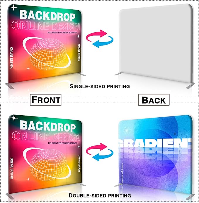 Custom Tension Fabric Banner with Stand Trade Show Backdrop Display, HD Printing Customize Online, Large Portable Trade Show Booth Display Banner for Business Pop Up Display Only Banner 5x7.5 FT