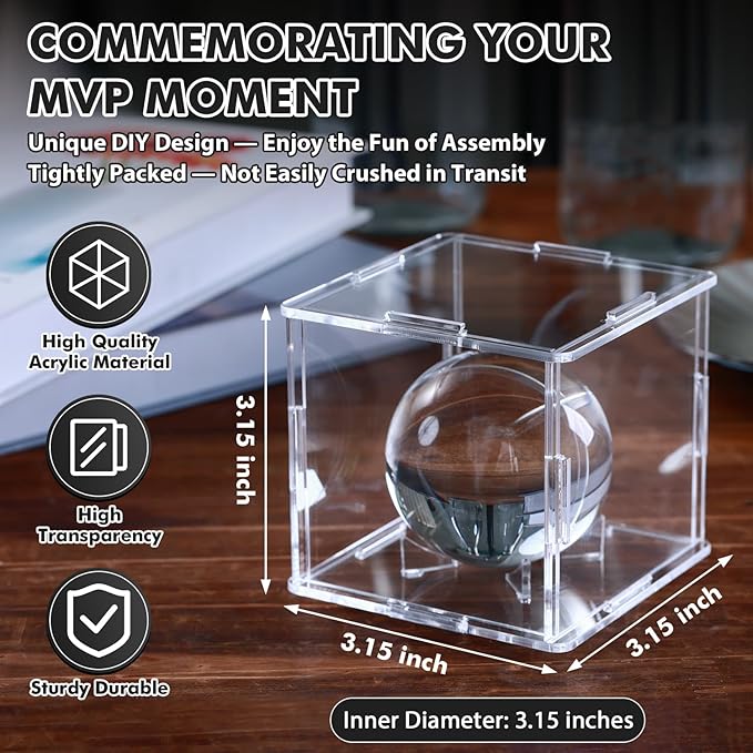 12 Pack Assembled Baseball Display Case, UV-Blocking Acrylic Baseball Holder Display Case, 3.2 Inch Cube Clear Softball Holder Box, Signed Baseballs Protector for Collectibles, Tennis Ball