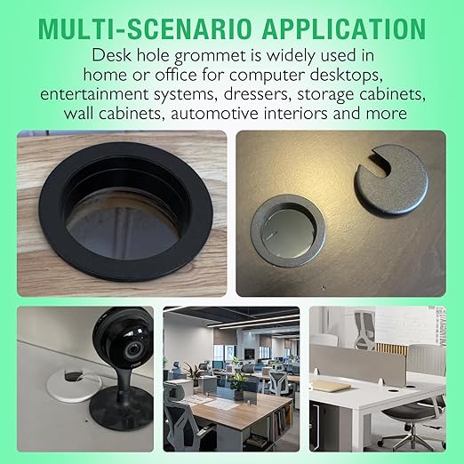 5 Pcs Desk Grommet 1-1/2" / 38 mm, Desk Cord Hole Cover, Cable Grommet ABS Plastic, Desk Hole Grommet for Home & Office Pc, Detachable Cable Cord Organizer-Black