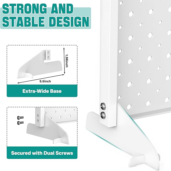 EVERHANGER Metal Pegboard Display Stand, Freestanding Tabletop Pegboard Display for Craft Shows & Fairs, 12"X16", 2pcs White