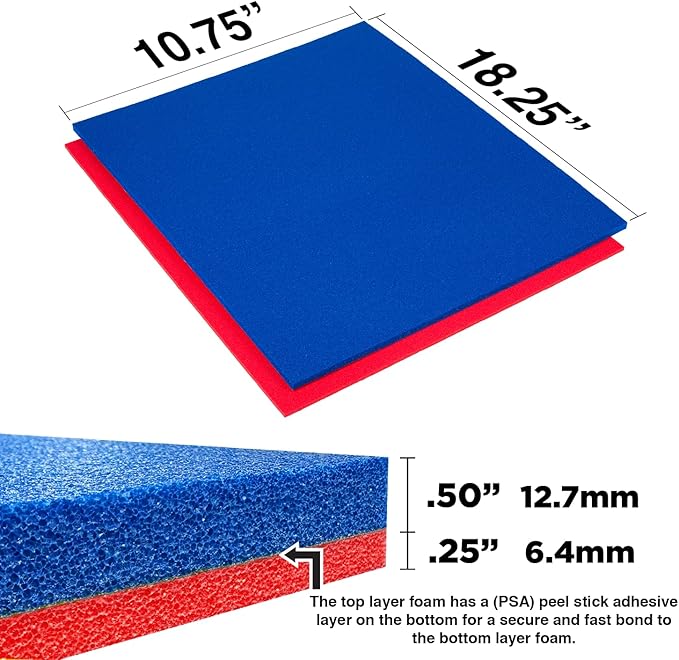5S Tool Box Shadow Foam Organizers (2 Color) FITS Craftsman Model# 112225 TOP Box (10.75" x 18.125", Blue Top/Red Bottom)…