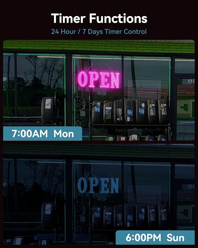 Open Sign for Business, 30"x10" Jumbo Open Sign with Timer and Remote Control, Dynamic Light Modes Led Signs for Storefront Window Bar Salon Cafes Retail Shops Pink