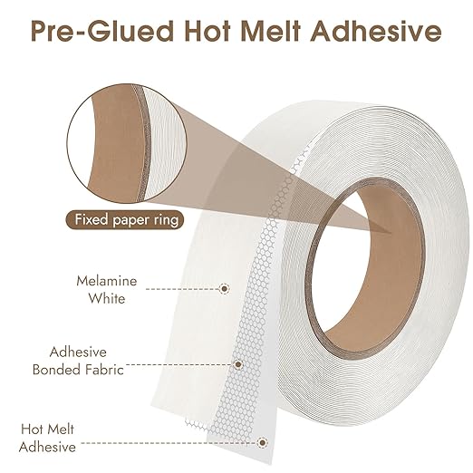 BEVTEE Club Melamine Edge Banding, 1.5 inch x 50ft Wood Veneer Roll Pre-glued, Flexible Melamine Iron-on Veneer Edge Band for Plywood & Furniture Edging, for Cabinet Repair & Furniture Restoration