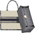Doxo Purse Organizer Insert for Handbags, Felt Purse Organizer for Purse with 2 Sizes, Tote Bag Insert Compatible with D Large Book Tote Bags & Lv Onthego GM and More (Grey-With Cover)