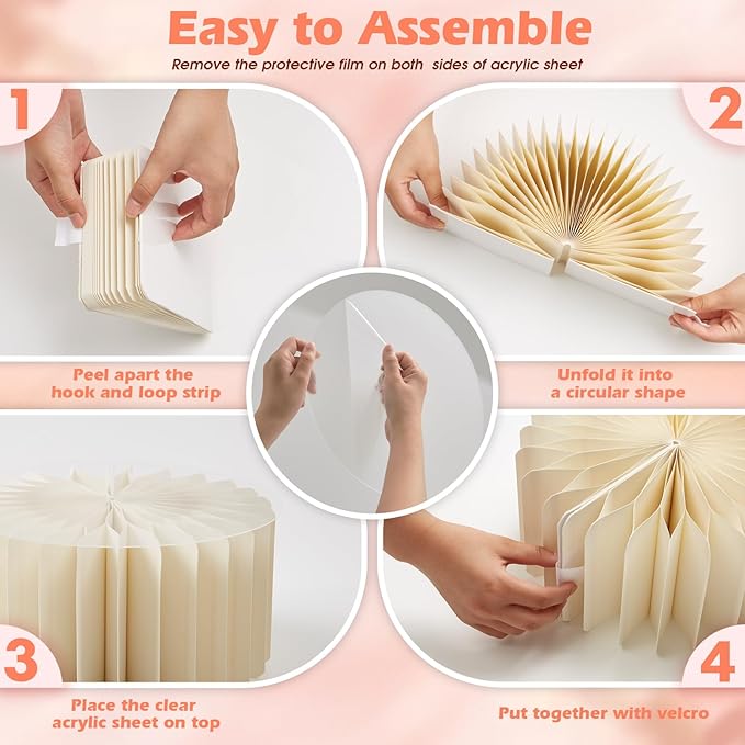 6Pcs Buffet Risers, Foldable Food Risers for Buffet Table, 12" Reusable Cardboard Display Risers Cylinder Stands with Acrylic Plates for Party, Wedding, Catering & Birthday Decor