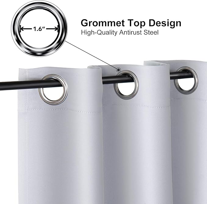 ChrisDowa Small Window Curtains 50 inches Long for Bedroom - Grommet Short Thermal Insulated Room Darkening Curtains for Kitchen (1 Panel, Greyish White, 29 x 50 Inch)