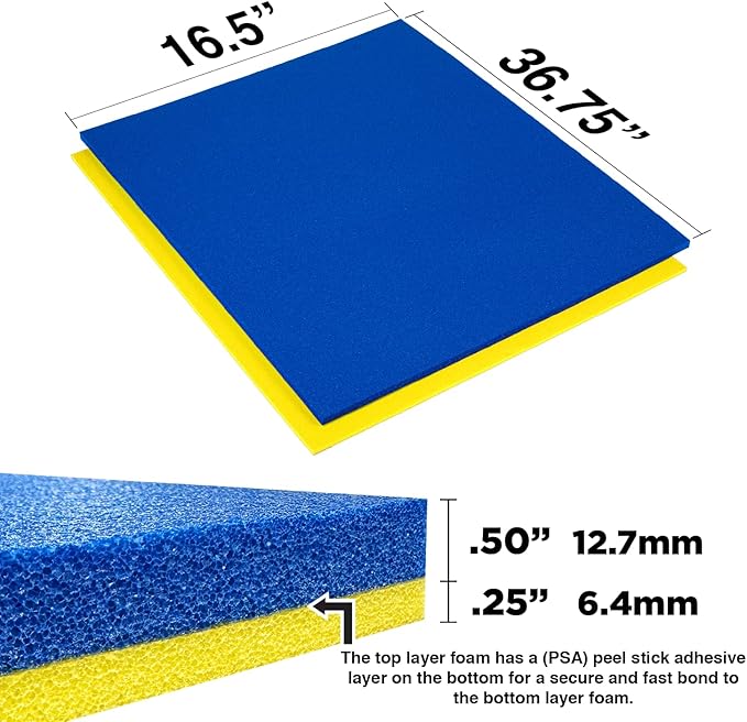 5S Tool Box Shadow Foam Organizers (2 Color) FITS Craftsman Model# 113668 (16.5" x 36.75", Blue Top/Yellow Bottom)…