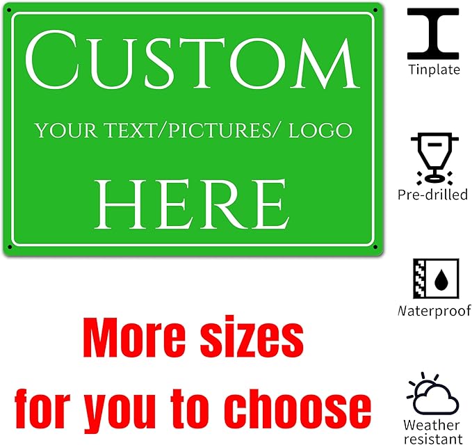 Custom Sign,Aluminum Weatherproof Metal Sign Multiple Sizes, Customize for Office, Business, Workplace, office, Home, Delivery Signs(10 * 7Inch)