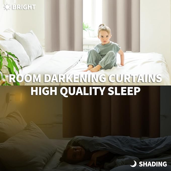 BGment Room Darkening Curtains 84 Inches Long - Grommet Thermal Insulated Drapes Window Treatment Curtains for Bedroom, 2 Panels, 38 x 84 Inch, Camel