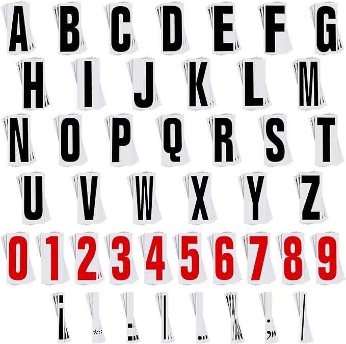 Jecery 400 Pcs Marquee Sign Letters Flexible Plastic Letters on Flexible Panel for Outdoor Black Board Portable Sign Numbers Punctuation for Letter(8 7/8 Inch)