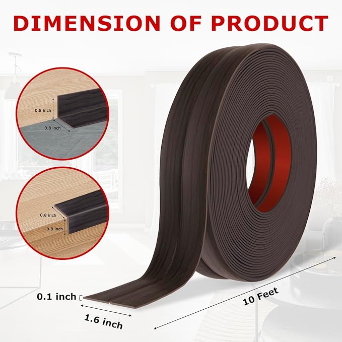 Flexible Wall Corner Protector Moulding Trim Peel and Stick Wall Corner Guards Edge Protector Self Adhesive Molding Trim Strip for Edge Ceiling (Dark Walnut Wood Grain, 1.6 in x 10 Ft)