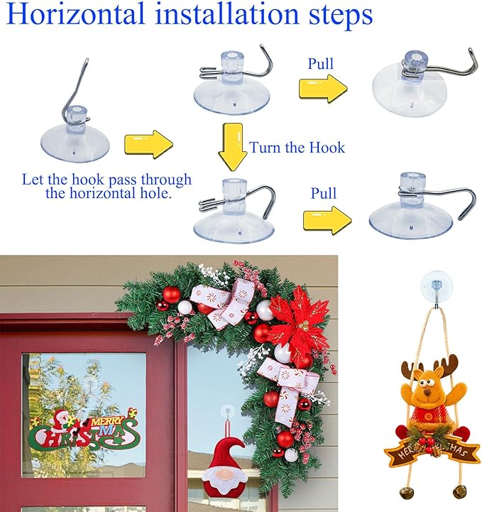 Suction Cups Hooks Clear PVC Plastic Suction Holder Suction Pads Removable Reusable for Kitchen Bathroom Wall Window Glass Door Tiles Organization Christmas Decoration Aquarium fish tank (6 PCS)