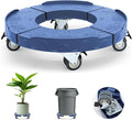 Plant Rollers with Wheels, 15-19 Inch Adjustable Bucket Dolly with Locking Wheels 440 LBS Heavy Duty Drum Cart Plant Caddy with Wheels Plant Mover Base, Blue