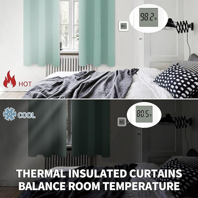 BGment Blackout Curtains - Grommet Thermal Insulated Room Darkening Bedroom and Living Room Curtains, Set of 2 Panels (52 x 108 Inch, Frosty Green)
