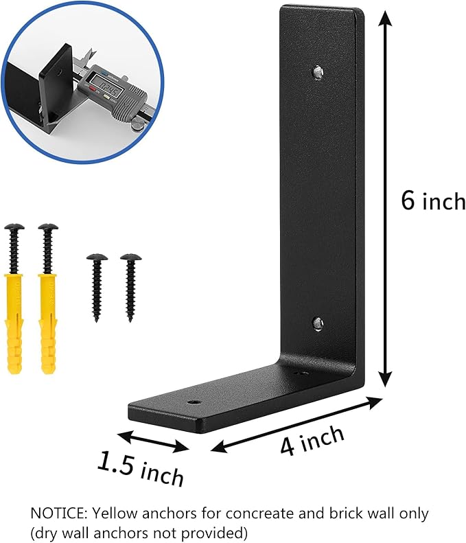 6"x 4"Shelf Brackets,L Shelf Brackets, die-cast Formation, Vertical Angle, Premium Alloy Metal Heavy Duty Shelf Bracket, high Strength Mounting Hardware Included, Corner Brace Joint,Pack of 4
