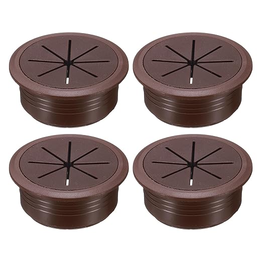 uxcell 4 Pcs Desk Grommet, 2.09 inch 53mm Desk Cable Hole Cover Wire Hole Insert for Home Office Table Cabinet Cord Organizer, Coffee