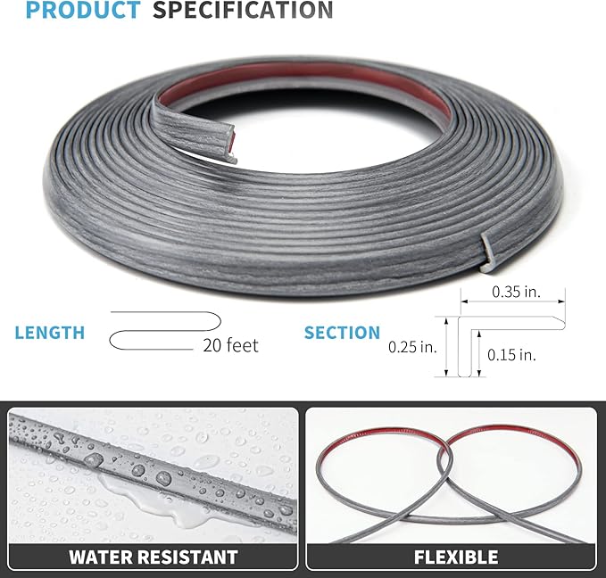 Art3d 20ft Vinyl Corner Trim Peel and Stick for Tile and Wall Edges, Furniture Decoration (Grey Oak)