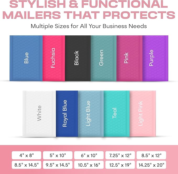 Light Pink Large Poly Bubble Mailers 12x15 inch | Self Seal Padded Envelopes Cushioned Bubble Mailer | Usable Size 12x15 | WaterProof | Lightweight mailing Shipping Bags | 100 Pack Bulk