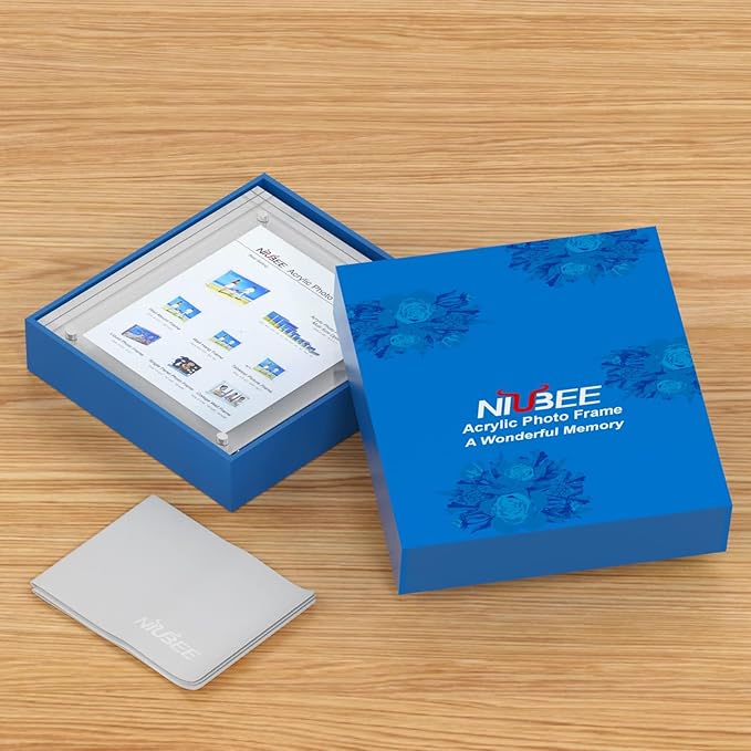 NIUBEE Acrylic Photo Frame 8x10,Clear Picture Frame 20% Thicker Block,Frameless Acrylic Frames Double Sided,Trendy Home Decor & Modern Gift Idea
