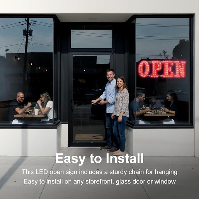 30" x 10" Large LED Open Signs with Remote Control 14 Modes Dimmable Open Sign for Business Window Stores Retail and Restaurant Red