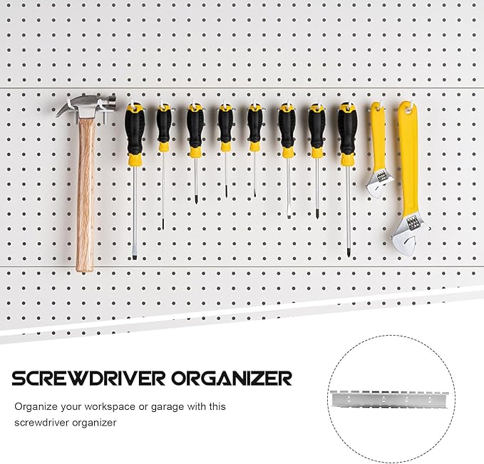 Pegboard Hooks and Hand Tool Holder Wall Storage Shelf, 370Mm Metal Pegboard Rack with Screwdriver Organizer and Display Shelf Hooks for Garage Workshop