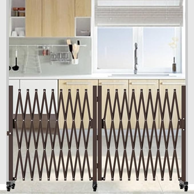 209" Width Expandable Driveway Gate & Retractable Fence Outdoor - 180° Rotating Aluminum Barricade with Casters, Metal Safety Barrier for Backyard/Dog Security (216.54 * 41.34,Grey)