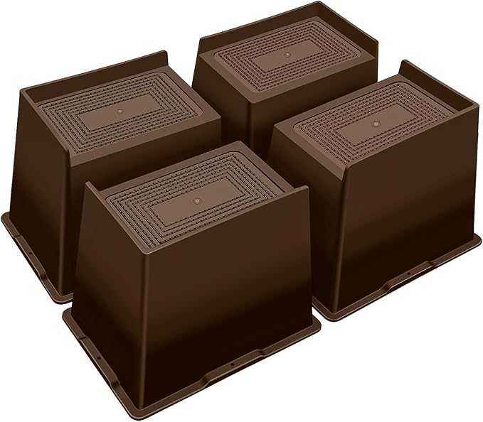 Bed Risers 6 Inch Heavy Duty,Oversized Couch Risers, Extra Wide Furniture Risers for Sofa Table Desk Headboard Chair Lifting,Rectangle Risering Blocks Support 6000 lbs(4 Pack Brown)