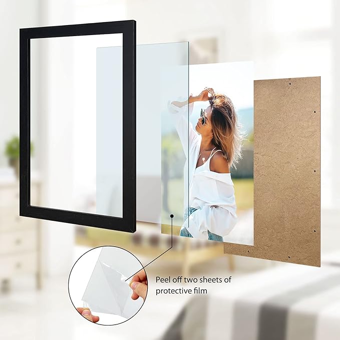 VCK 20x30 Inch Black Poster Frame Wooden with Plexiglass Wall Hanging Picture Frame for Poster Artwork Certificate Included 5 Pack
