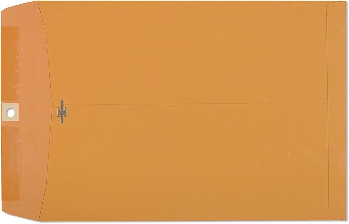 EnDoc 9 1/2 x 12 1/2 Clasp Envelopes - 100 Pack - Brown Kraft Catalog Envelopes Gummed Seal Closure – 28lb Heavyweight Paper 9.5x12.5 inch Envelopes for Home, Office, Business, Legal or School.